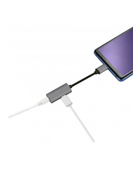 CONVERSOR TYPE-C A JACK 3.5MM  AUDIO GRIS PN: PMMAC35 EAN: 5907595448116   