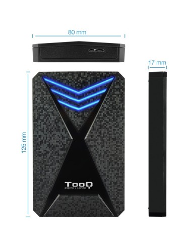 CAJA 2.5" USB 3.1 TOOQ NEGRO   RGB AZUL...