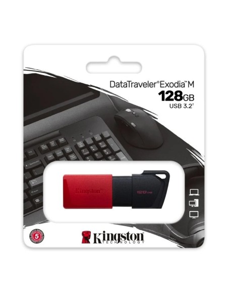 MEMORIA USB 3.2 128GB KINGSTON DATATRAVELER EXODIA ROJO PN: DTXM/128GB EAN: 740617326376    