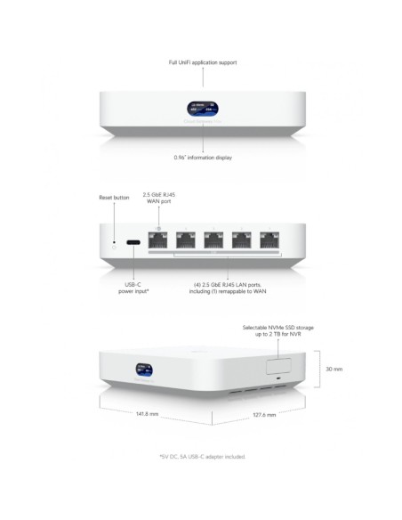 PUNTO ACCESO UBIQUITI UCG-MAX  CLOUD GATEWAY 4XLAN Y 1XWAN PN: UCG-MAX EAN: 810084697122    