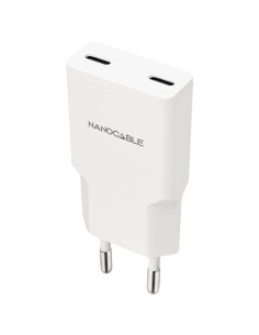 CARGADOR  5V ENCHUFE USB TYPE  C X2 NANOCABLE 30W BLANCO...