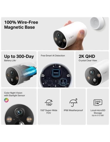 CAMARA SEGURI. WIFI TAPO C425  TP-LINK 2K QHD PN: 0170500910 EAN: 4895252500899   