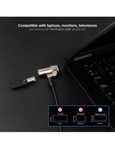 CABLE SEGURIDAD TOOQ CON LLAVE 1.5M NEGRO PN:...