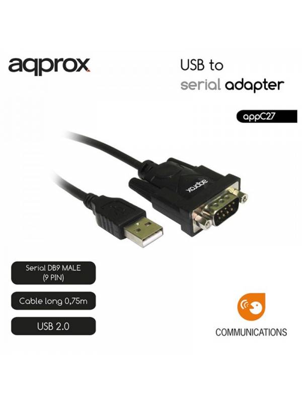 CONVERSOR USB A SERIE DB9 APPR OX NEGRO PN: APPC27 EAN: 8435099521037